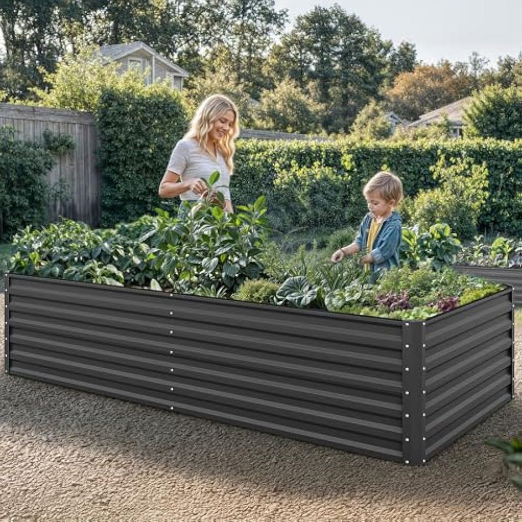 YITAHOME 240x120x60cm Metal Raised Garden Bed - Large Galvanized Planter