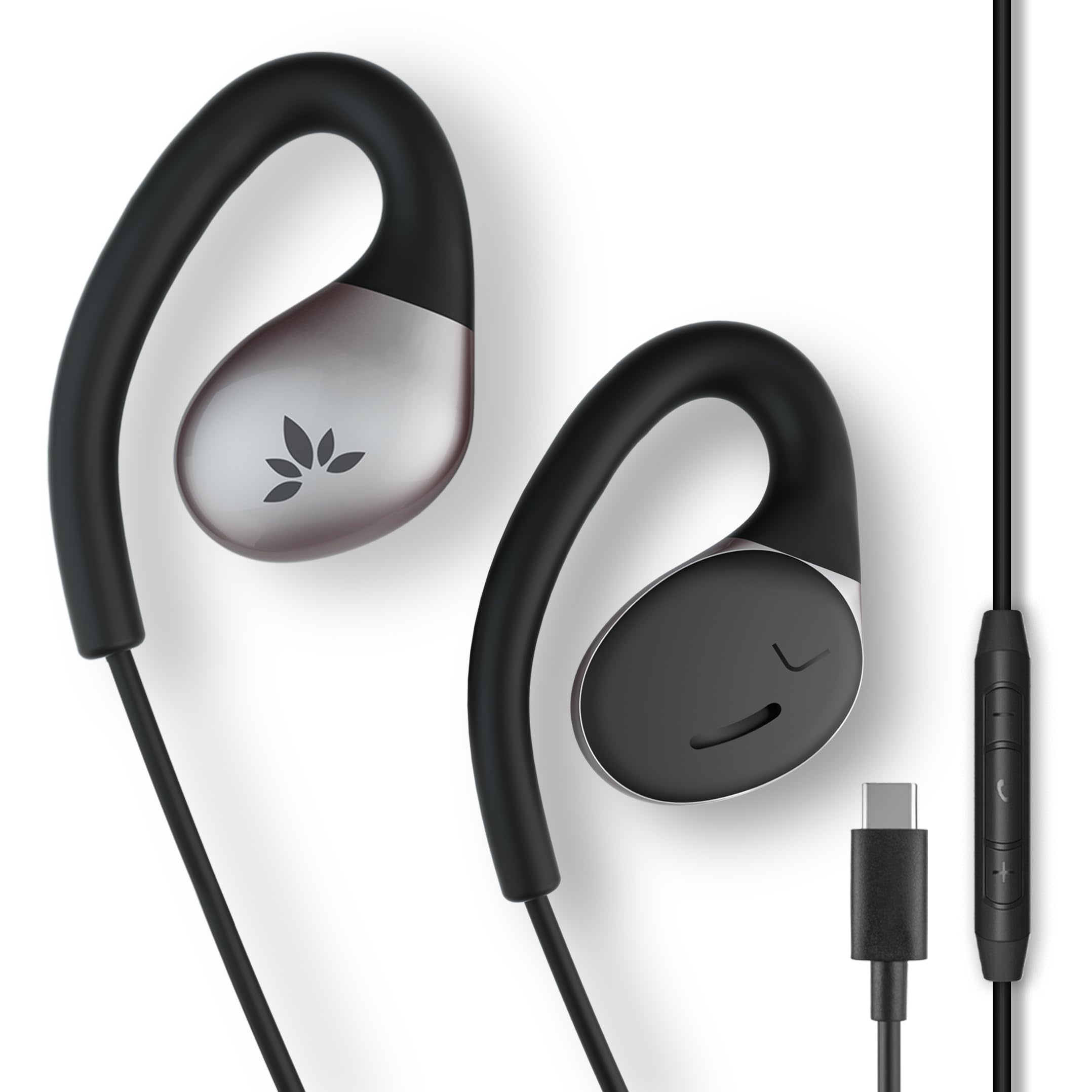 Avantree Resolve USB-C Wired Open-Ear Earbuds with Mic for Small Ears