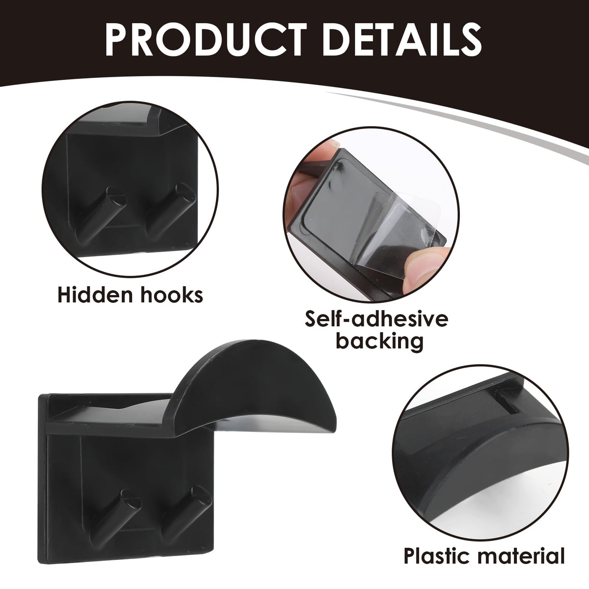 Kasoud Adhesive Hat Hooks for Wall Mounted, 10 PCS Hat Storage for Baseball Caps, Baseball Caps Hat Holder - image 3