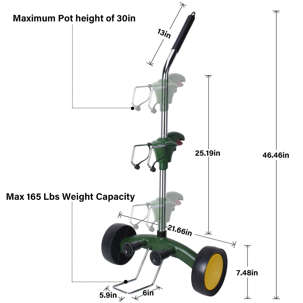 EZwoks Adjustable Plant Dolly with Wheels | Heavy Duty Pot Mover, 165 lbs