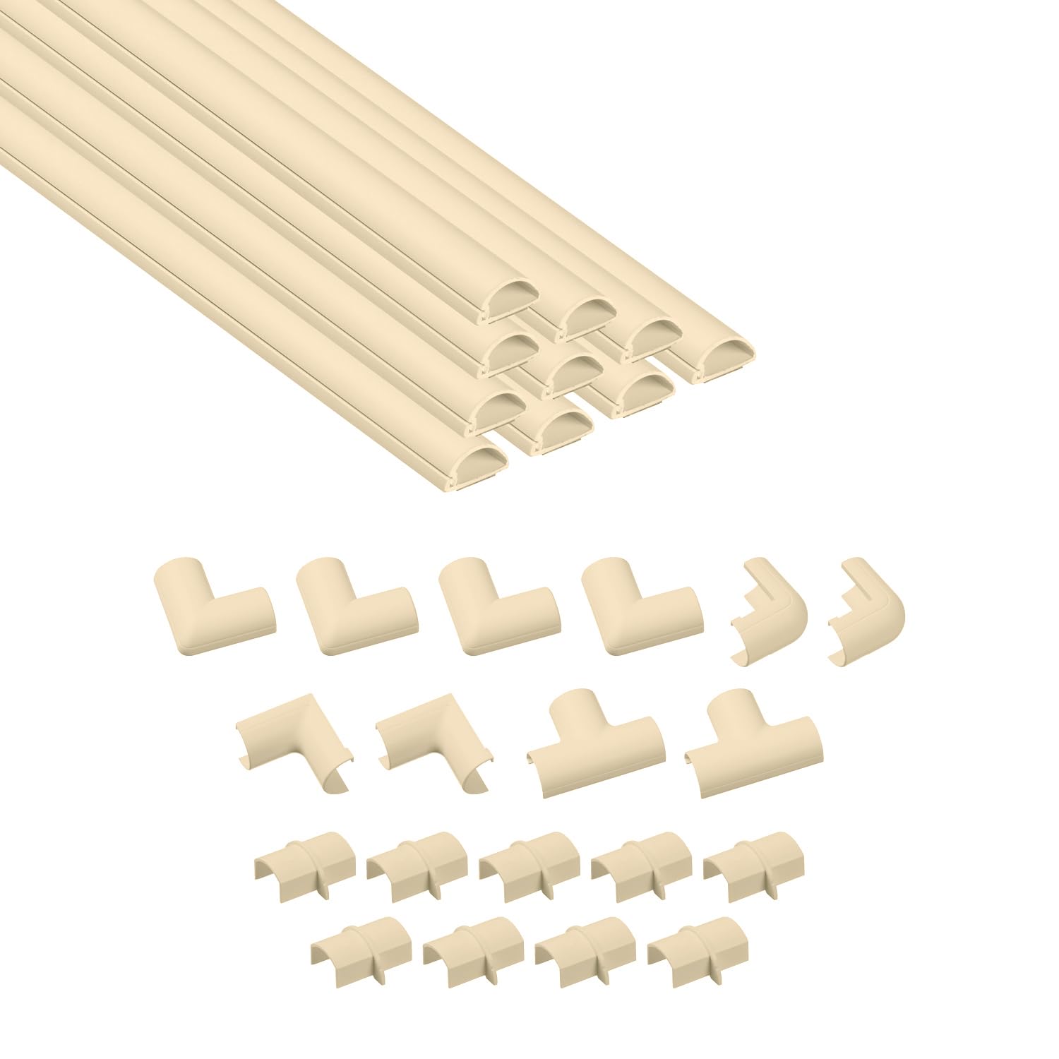 D-Line Micro+ Cable Trunking | 4m Half Round Self-Adhesive Wire Cover - Magnolia