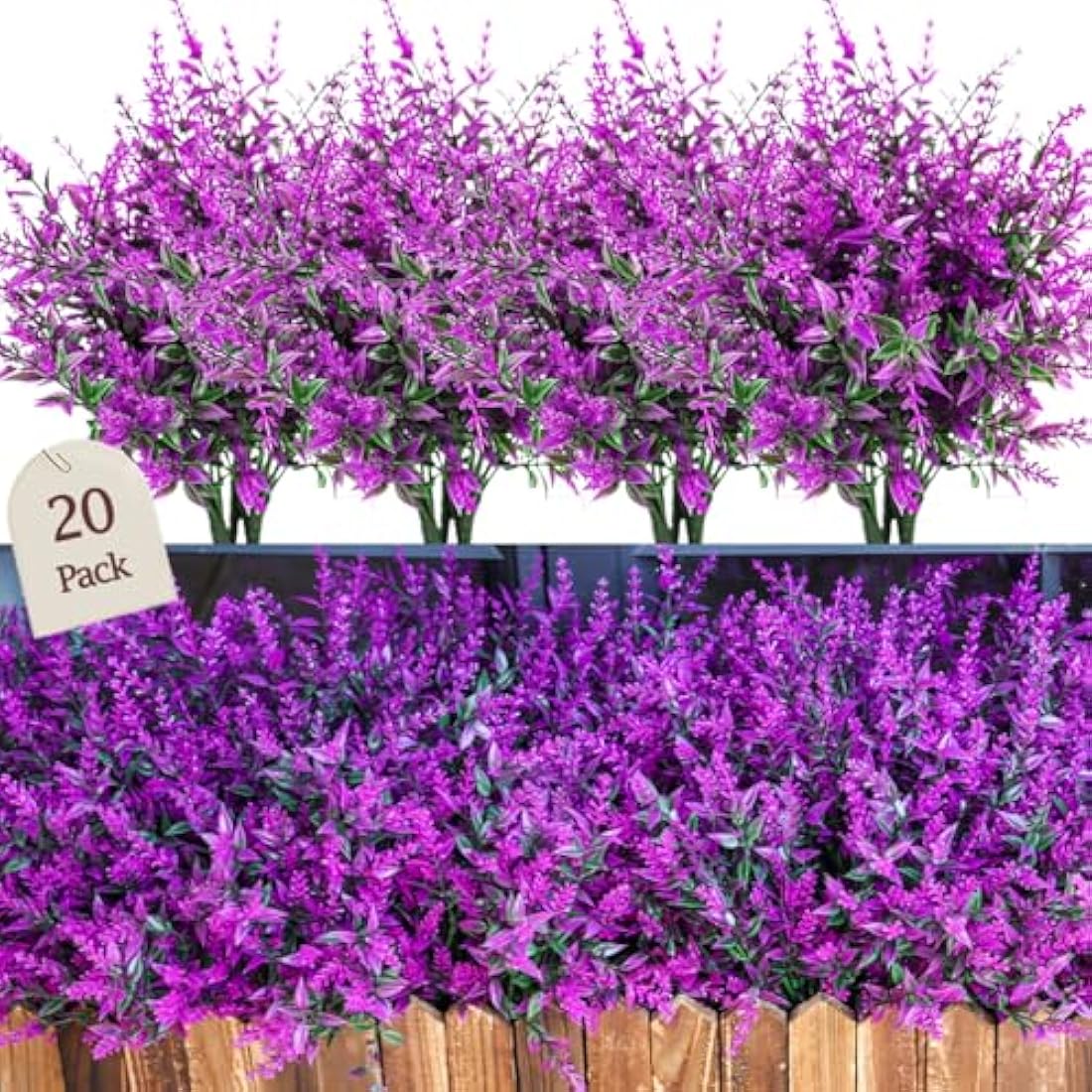 Jolof Store 20 Bundles Artificial Lavender Flowers – UV Resistant Faux Plants