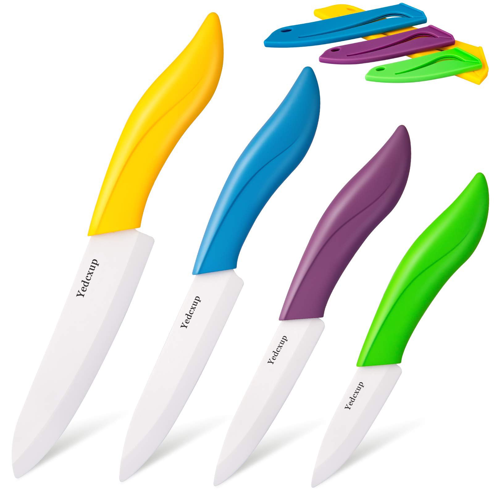 Jolof Store Ceramic Professional Knife Set with Covers – 4 Piece Multi