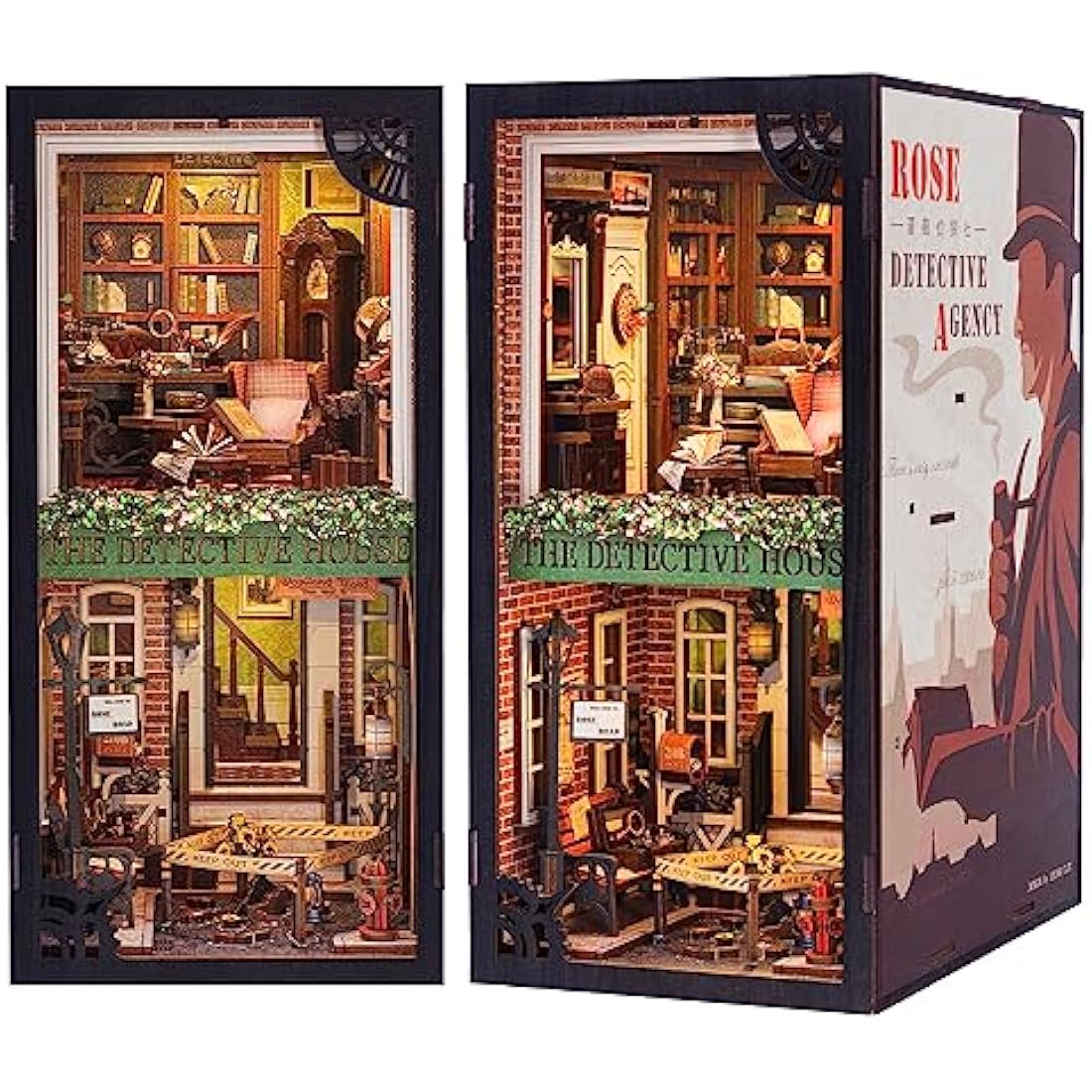 CUTEBEE Rose Detective Agency DIY Book Nook Kit - 3D Wooden Puzzle Dollhouse