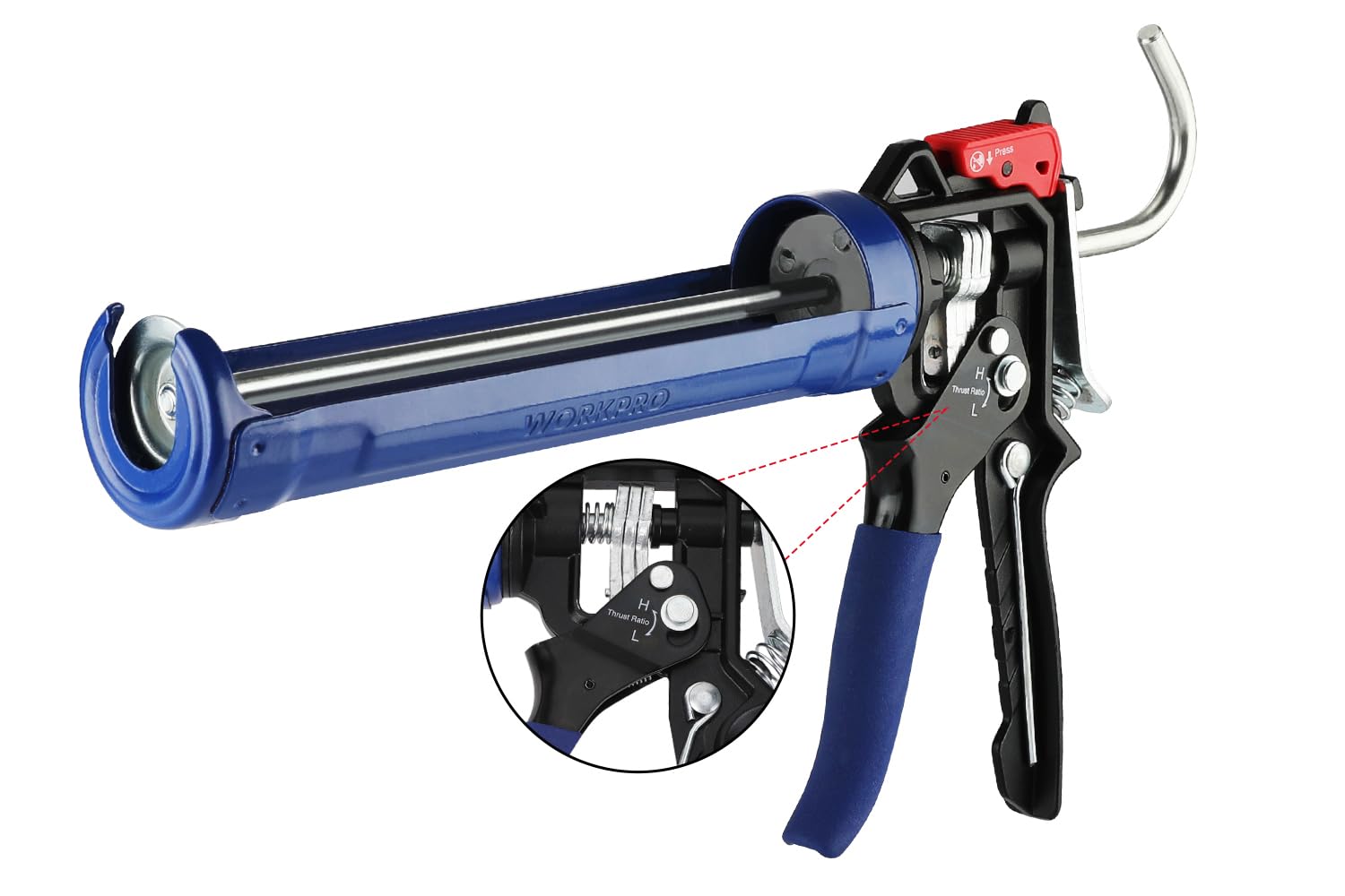 WORKPRO Caulking Gun | 9:1 & 18:1 Adjustable Thrust Ratio Sealant Tool