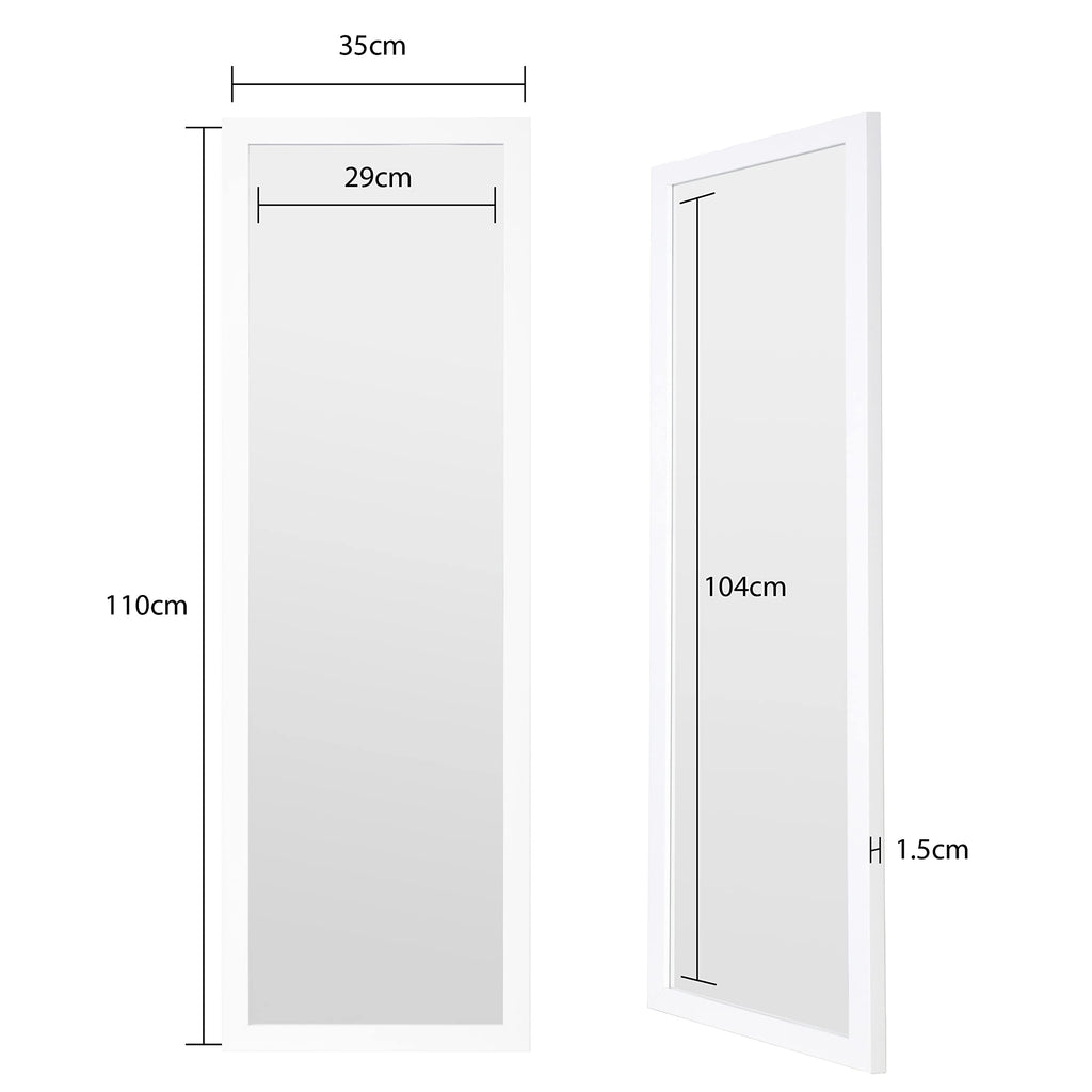 Jolof Store Full Length White Wooden Wall Mirror - 35x110cm