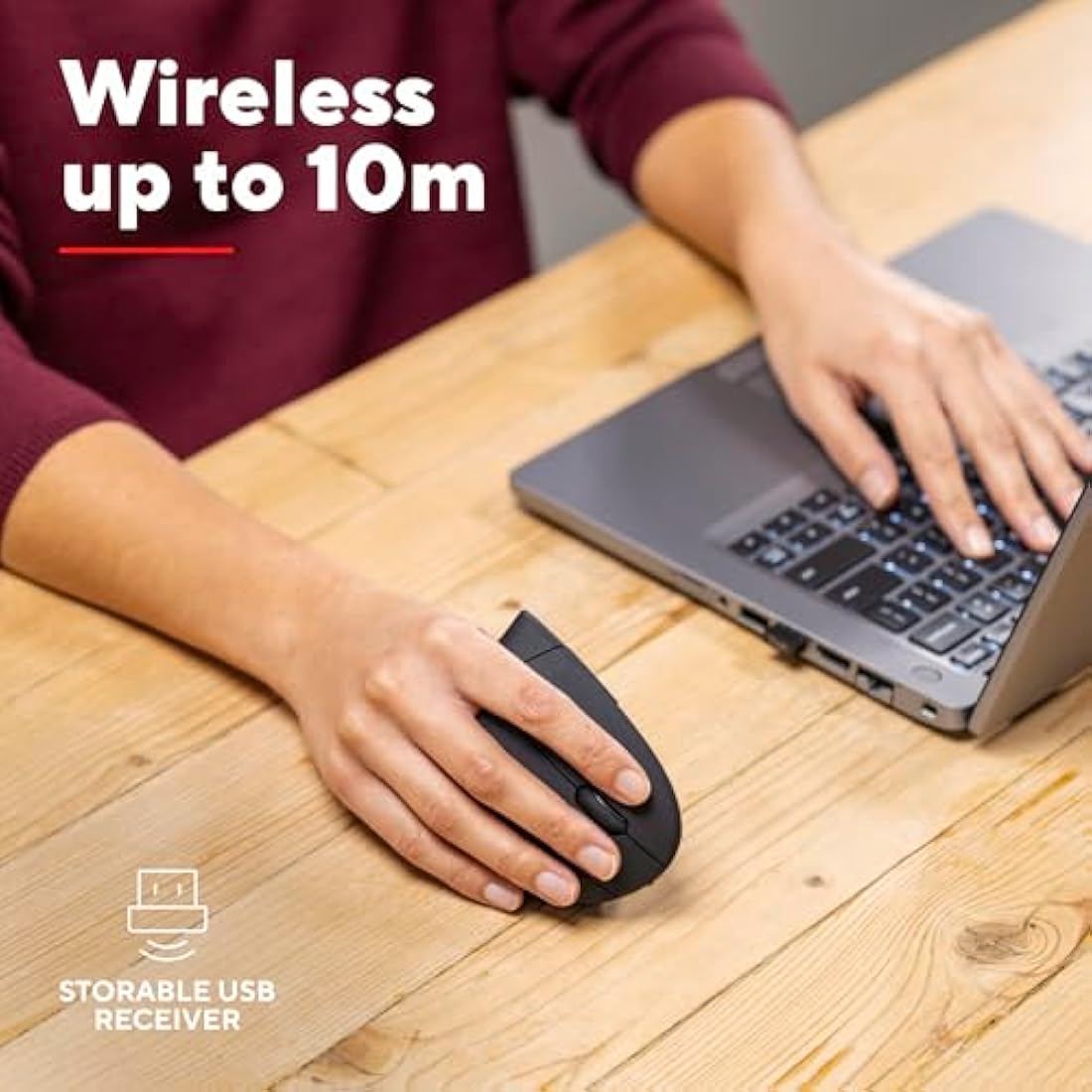 Trust Verto Wireless Vertical Ergonomic Mouse | 1600 DPI - Black