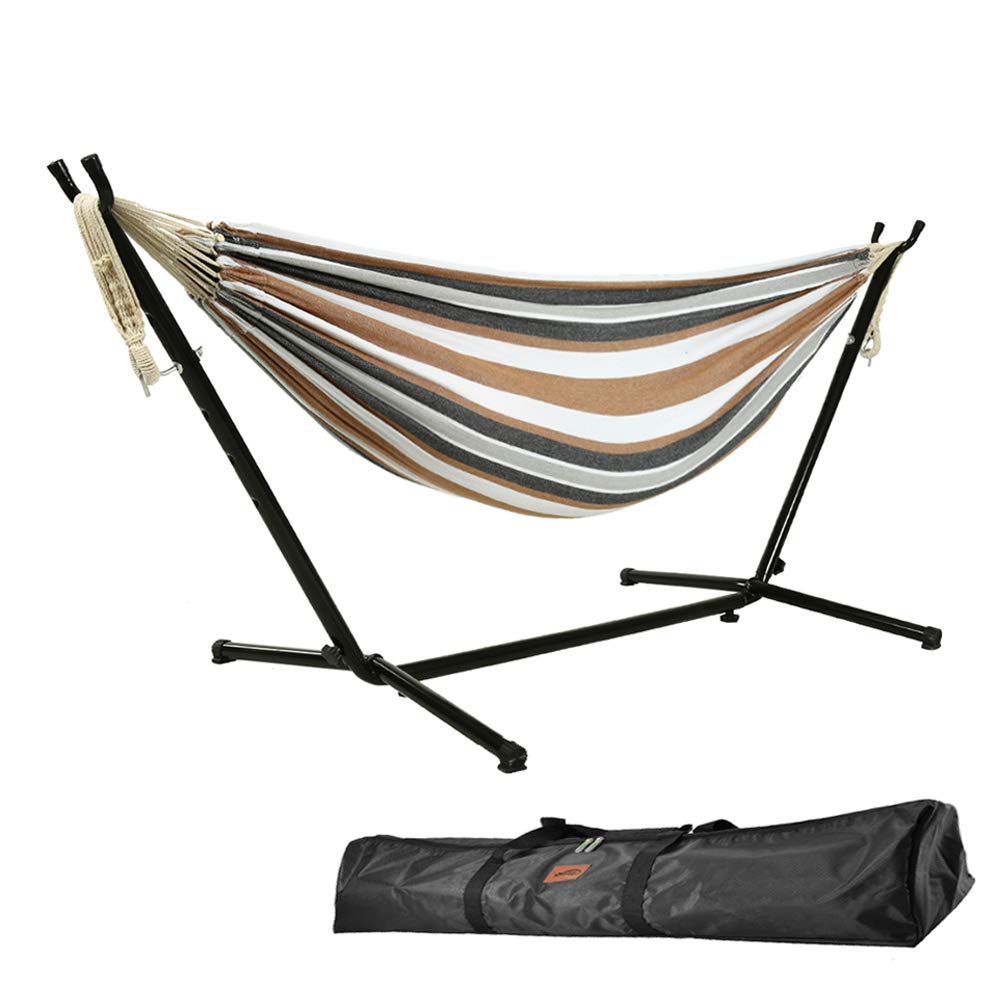 Goutime 9Ft Double Hammock with Heavy-Duty Steel Stand - 550 lbs Capacity