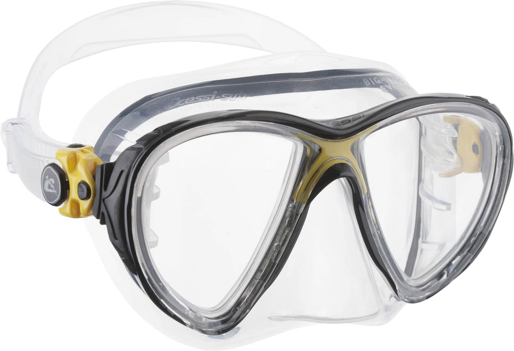 Cressi Big Eyes Evolution Diving Set | Dry Snorkel & Mask - Clear/Yellow
