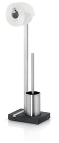 Blomus Menoto Toilet Paper Holder and Brush Stand | Matt Stainless Steel