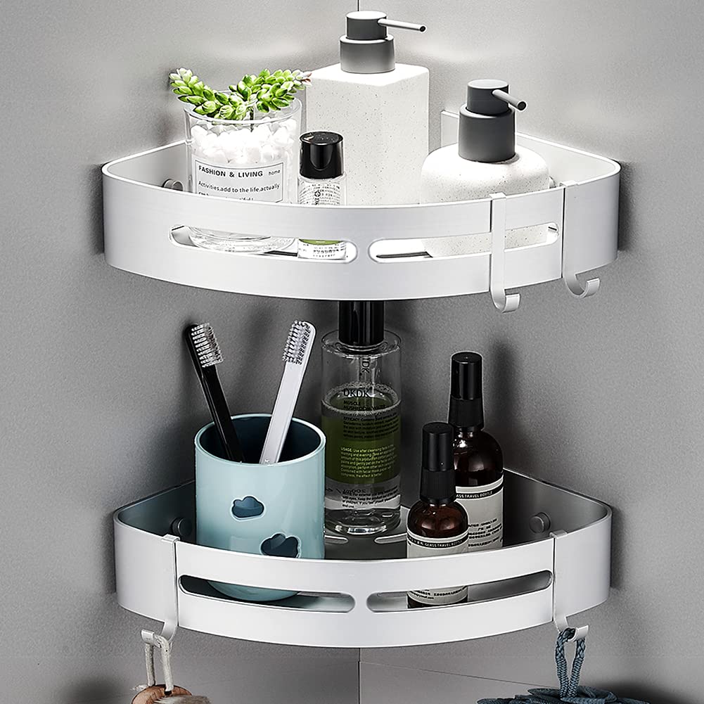 Yeegout Aluminum Corner Shower Caddy – No Drill Adhesive Bathroom Shelf