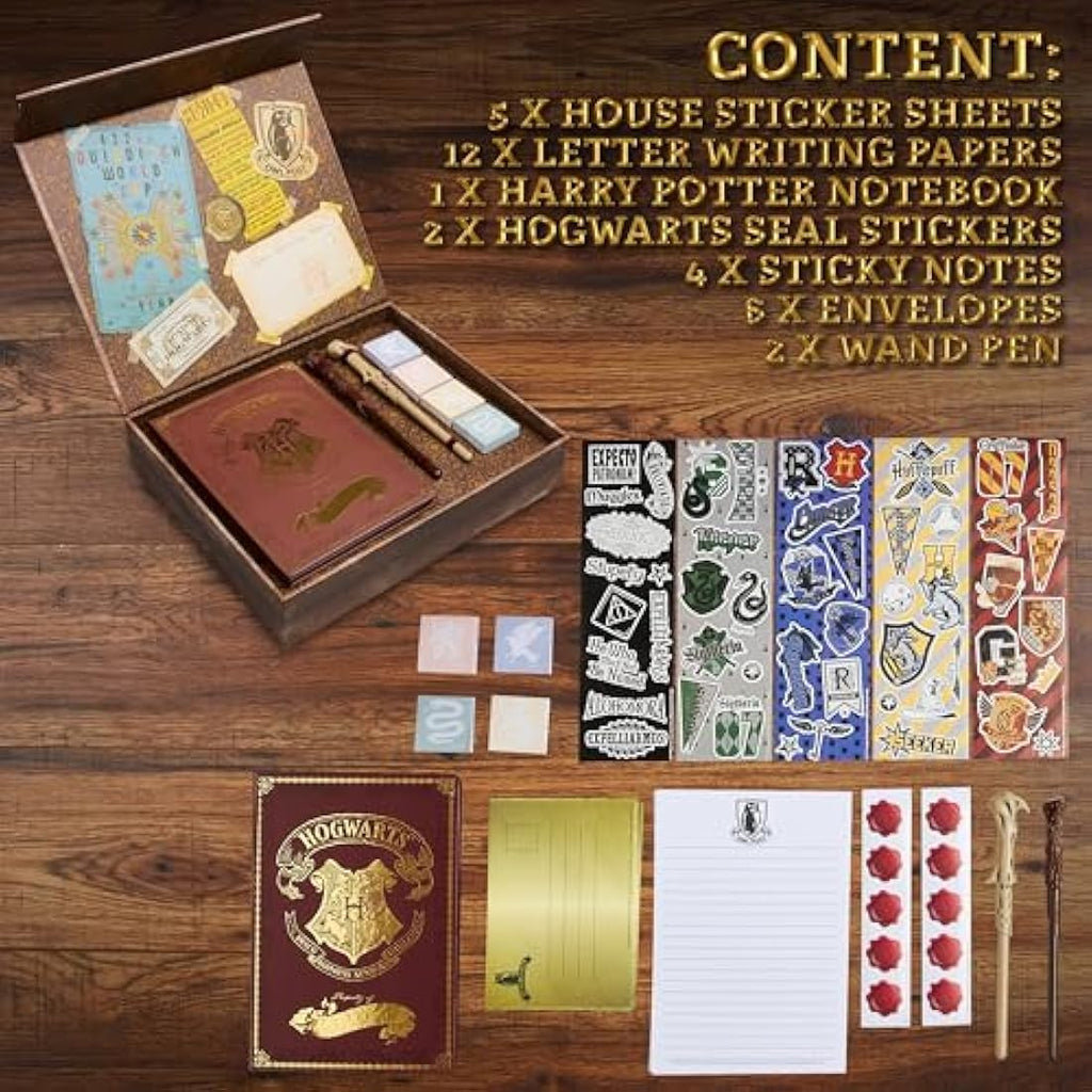 Harry Potter Stationery Gift Set – Hogwarts Keepsake Box with Wand Pens