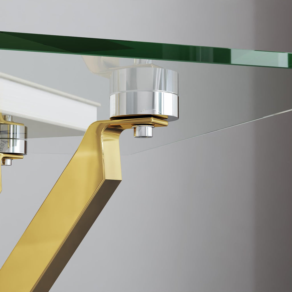 GOLDFAN Small Glass End Table with Gold Legs for Living Room Square Side Table Modern Contemporary Nightstand for Bedroom - image 4