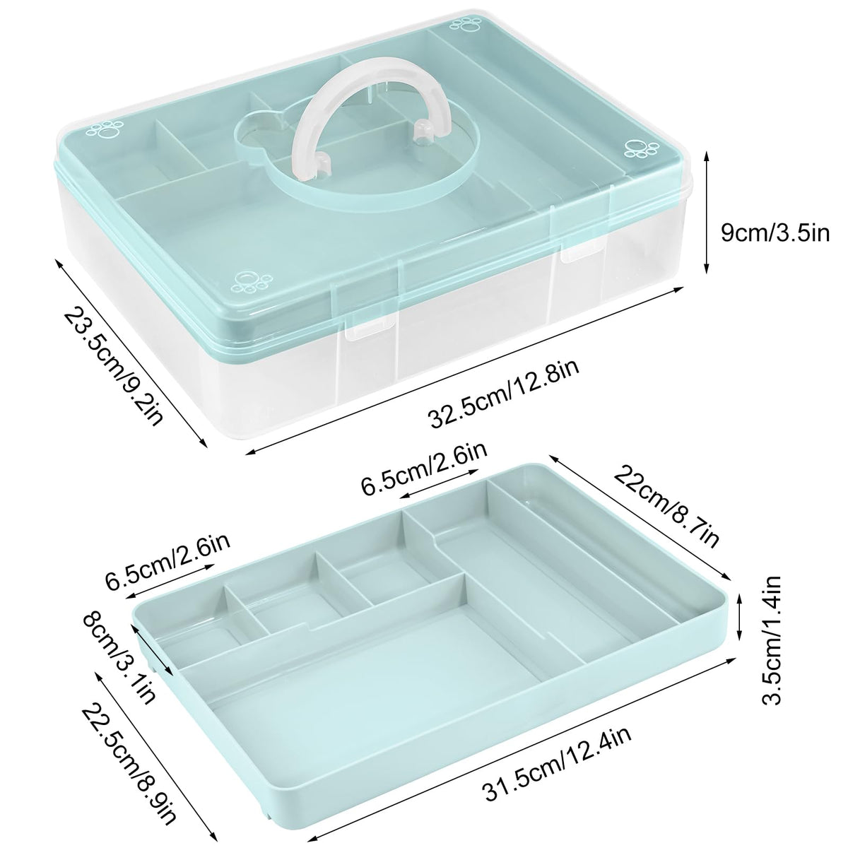 Craft Storage Box Clear Craft Stackable Large Sewing Box with 7 Compartment Tray Large Capacity for Medications, Sewing Supplies - image 2