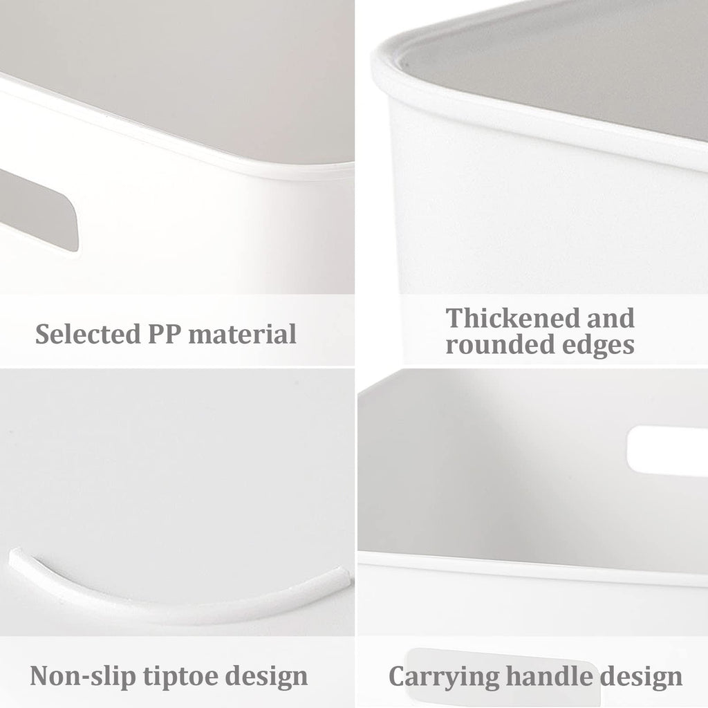 Fizleca 3 Pcs White Storage Baskets, Stackable Plastic Bathroom Organiser Boxes with Handles for Kitchen - image 3