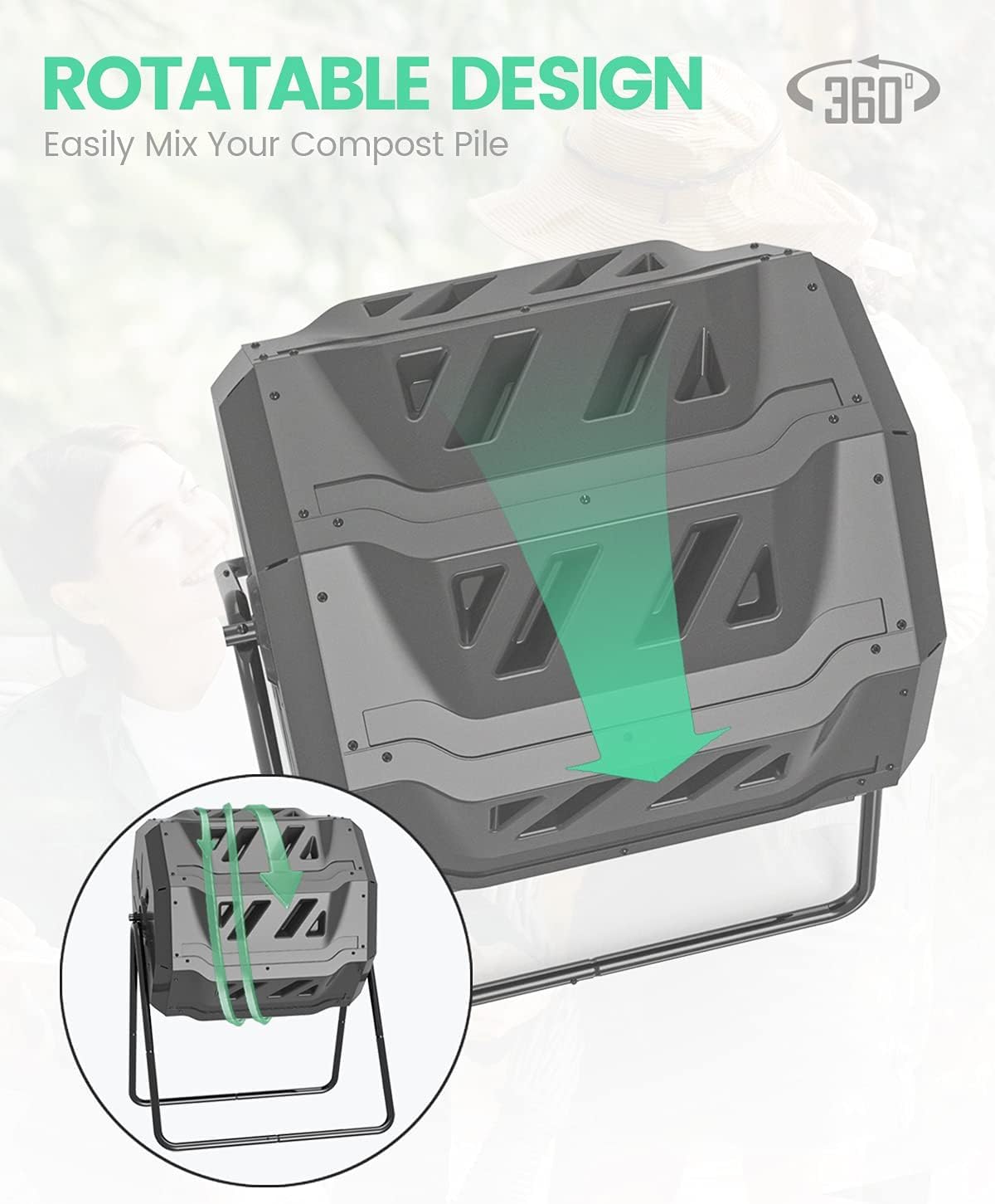 SQUEEZE master 160L Dual Chamber Compost Tumbler – Rotating Garden Bin