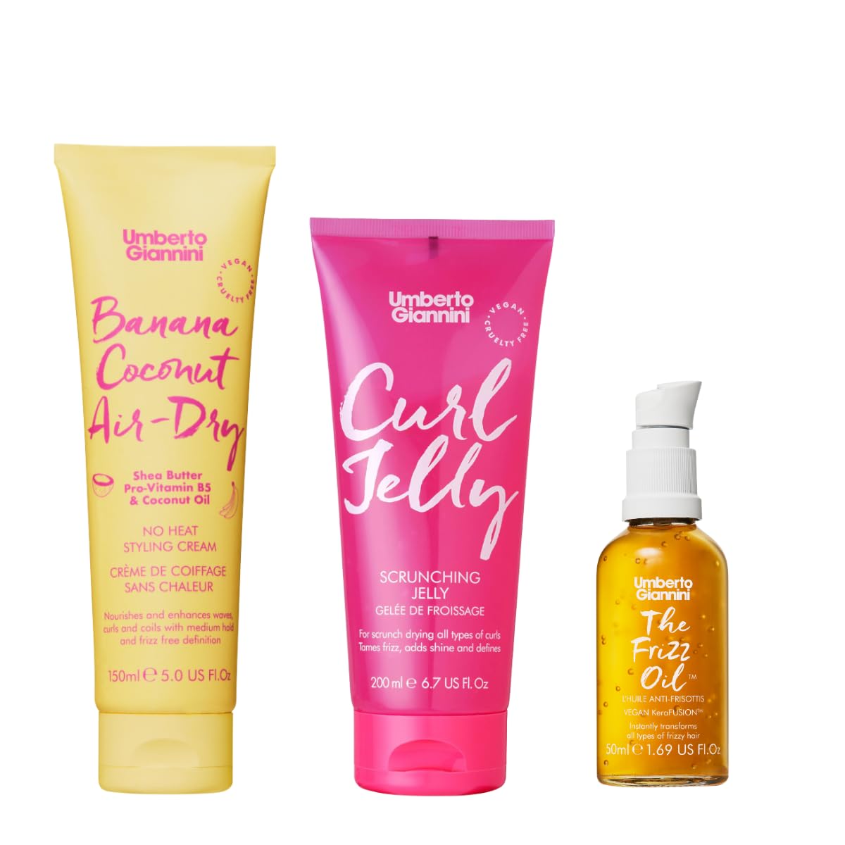 Umberto Giannini Type 2 Waves Curly Hair Routine - 3 Piece Styling Kit