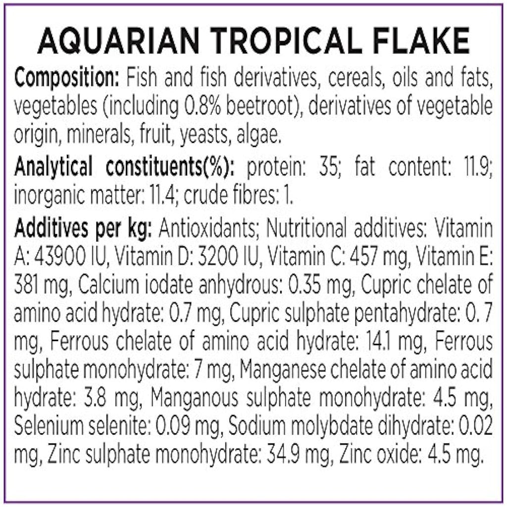 AQUARIAN Tropical Fish Food Flakes – Complete Nutrition, 25g Pot