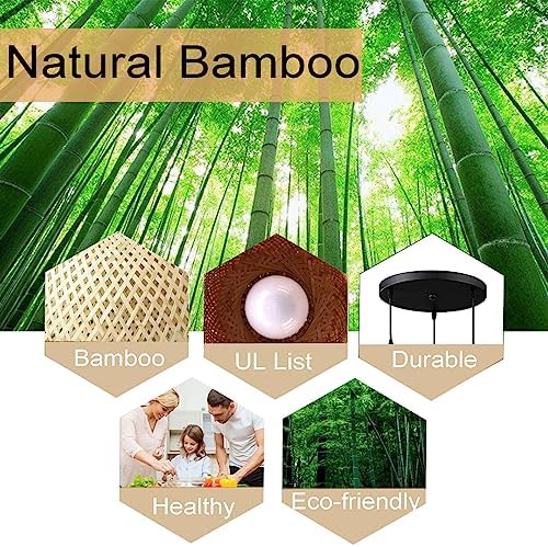 Jolof Store Bamboo Lantern Pendant Lamp – Retro Handwoven Chandelier