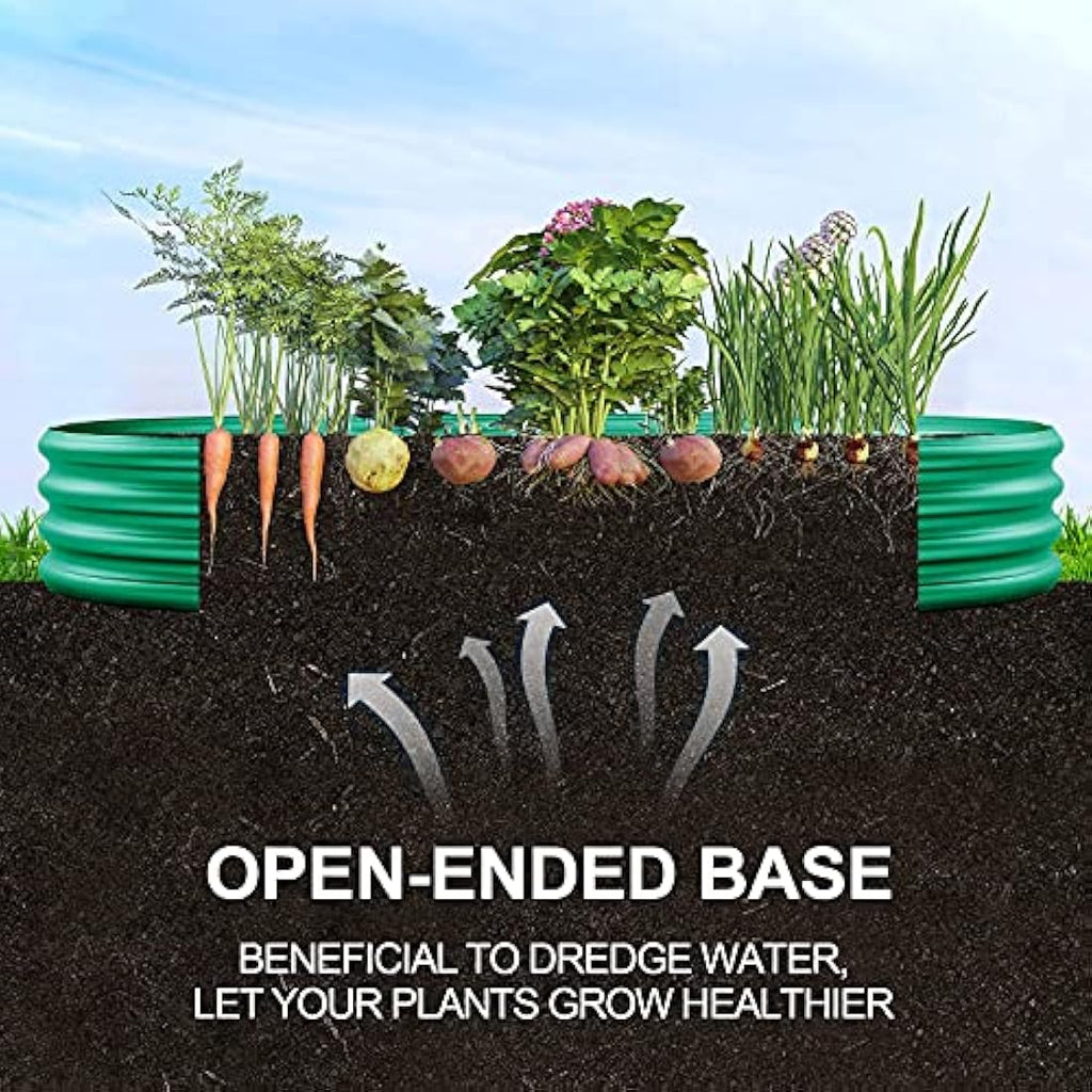 Land Guard Galvanized Metal Raised Garden Bed, 6x3x1ft Green Planter