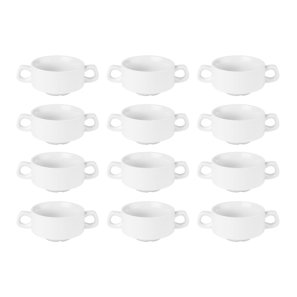 Olympia Athena Stacking Porcelain Soup Bowls - 290ml White (Pack of 12)