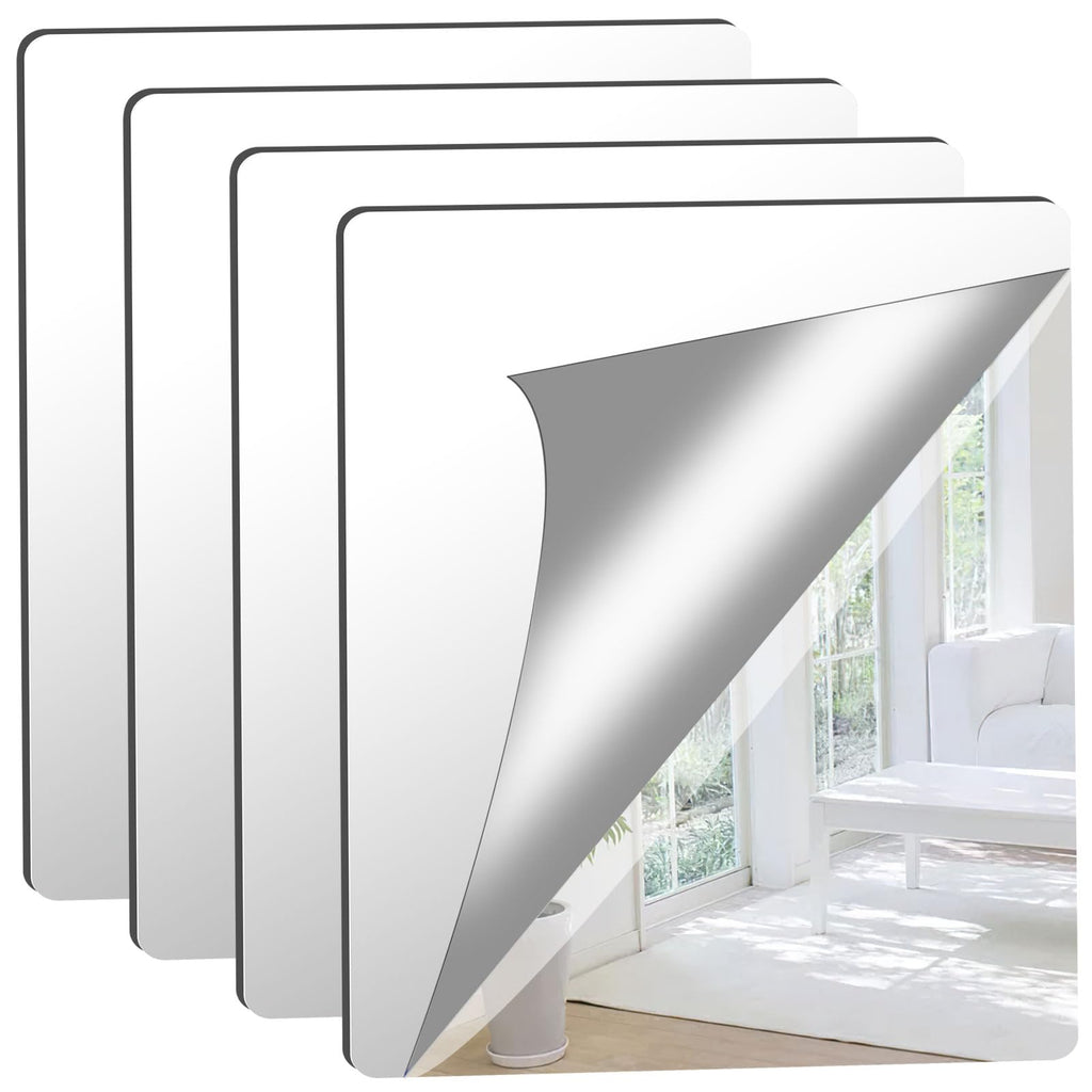 4-Pack Acrylic Adhesive Mirror Tiles - 50x60cm, 2mm Thick
