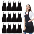 Nobondo 12 Pack Bib Apron – Unisex Black Polyester with 2 Pockets