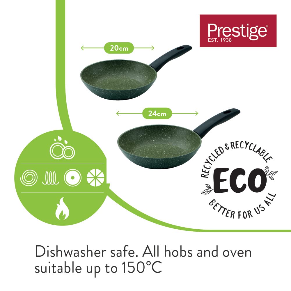 Prestige Eco Non-Stick Induction Frying Pan Set - 20cm & 24cm Green