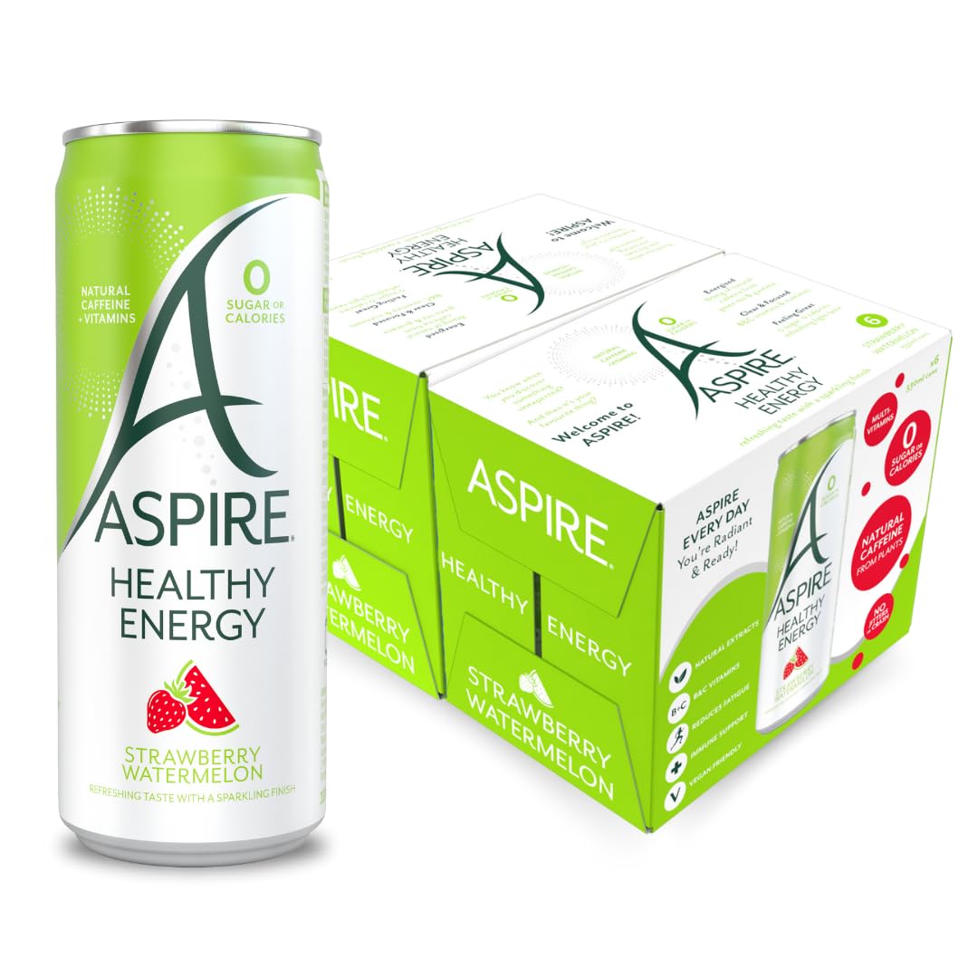 ASPIRE Healthy Energy Drink – Strawberry Watermelon – 12 x 330ml Cans