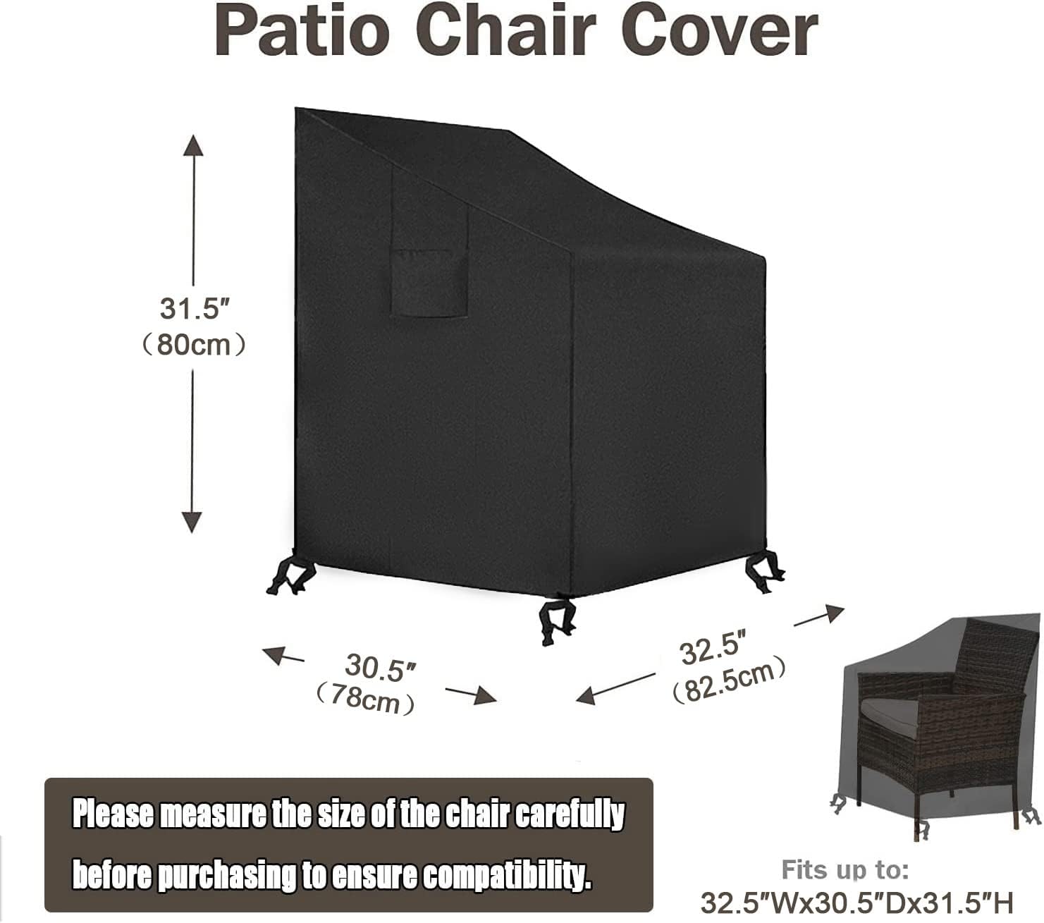 SIRUITON 4-Piece Patio Furniture Cover Set | 420D Waterproof Oxford - Black