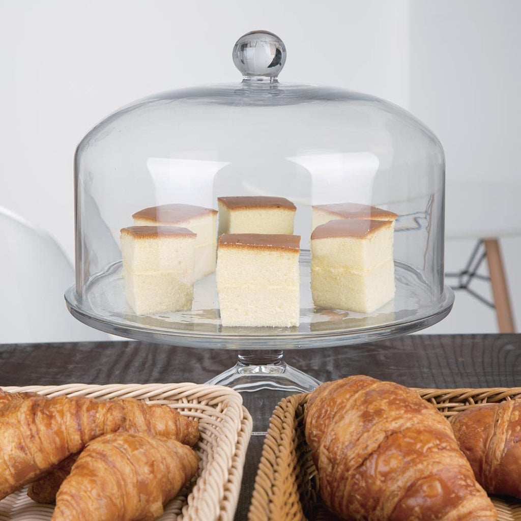 Olympia Glass Cake Stand Dome Lid | Clear Display Cloche, 285mm