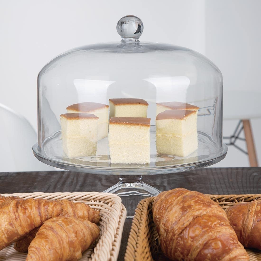 Olympia Glass Cake Stand Dome Lid | Clear Display Cloche, 285mm