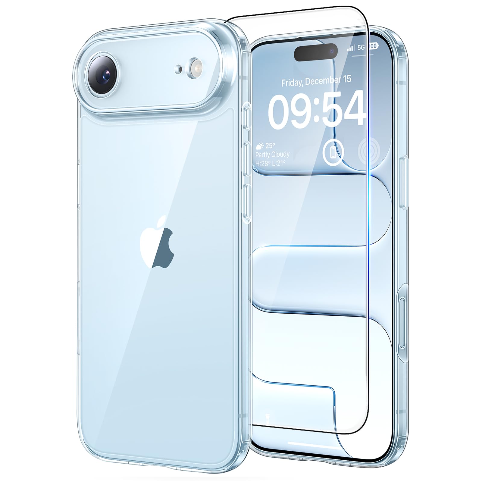 TAURI iPhone 17 Air Case | Clear Shockproof Slim Cover with Screen Protector
