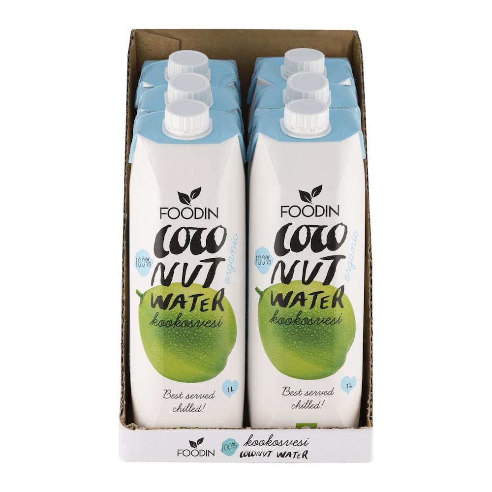 Foodin Organic Coconut Water – Natural Electrolytes – 6 x 1000ml Pack