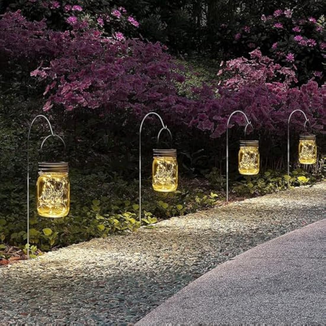 GIGALUMI Solar Mason Jar Lights – 6 Pack 30 LED Outdoor Garden Lanterns