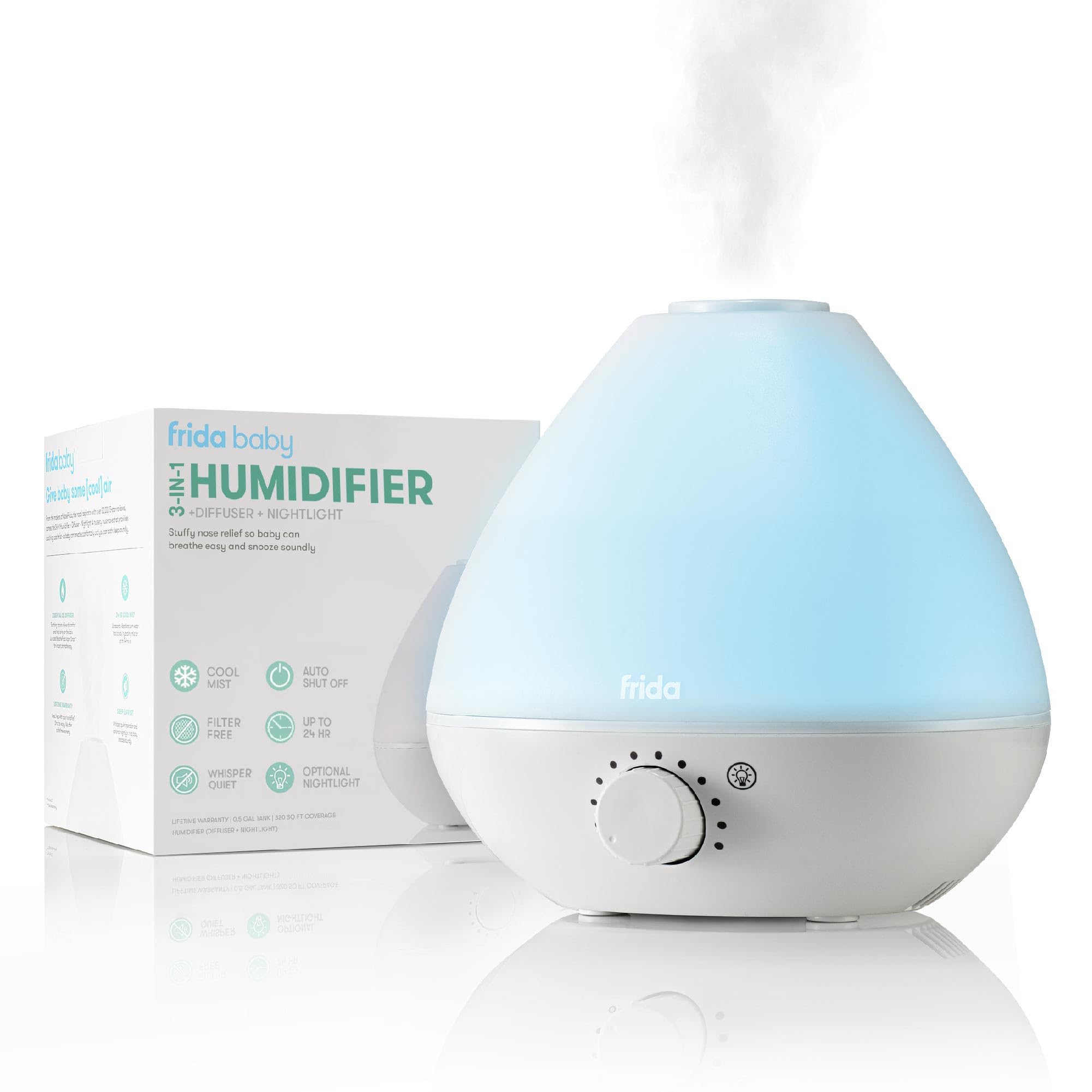 Frida Baby 3-in-1 Cool Mist Humidifier, Diffuser & Nightlight for Nursery