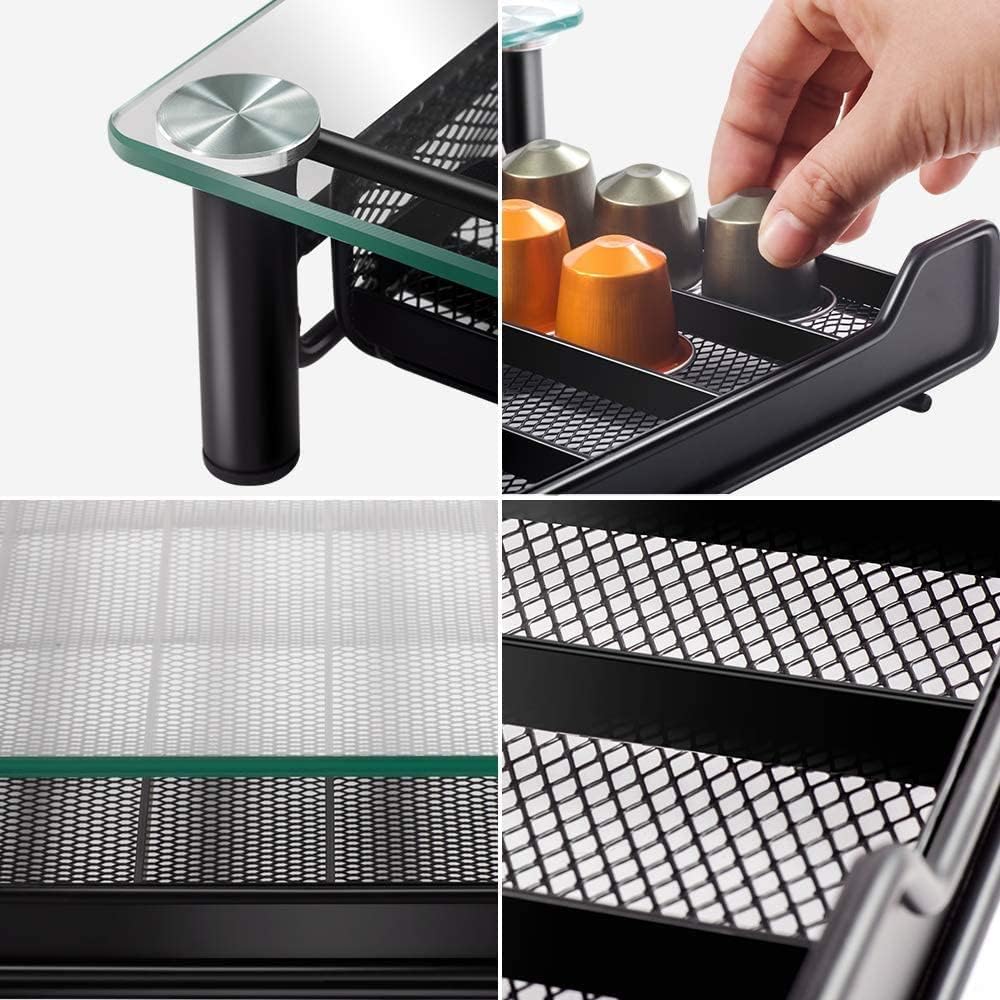 MASTERTOP Coffee Pod Holder – 60 Capsule Storage Drawer with Tempered Glass
