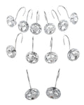 Crystal Rhinestone Shower Curtain Hooks – 12pc Metal Rings