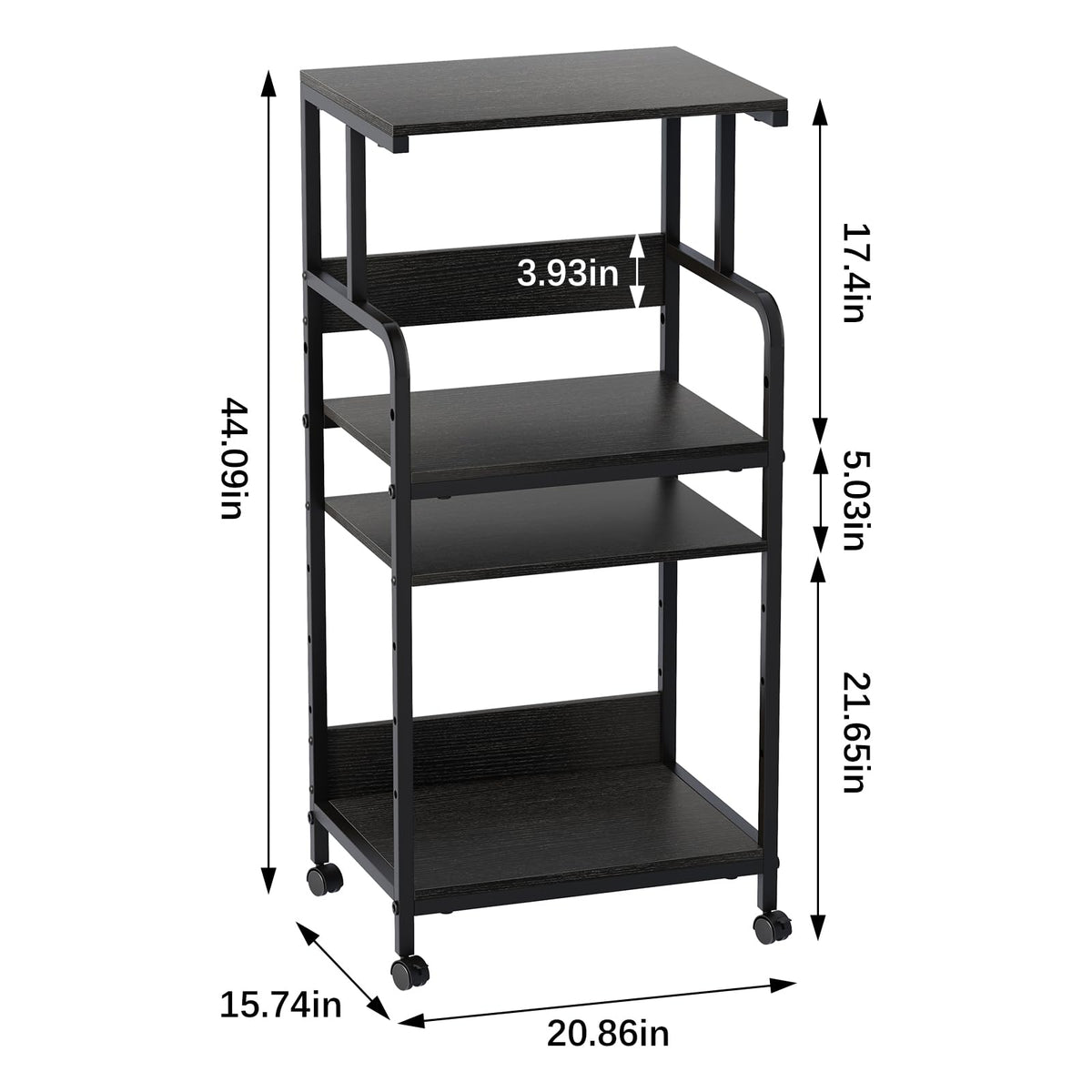 4-Tier Printer Stand, Large Printer Table on Wheels, Movable Printer Stand