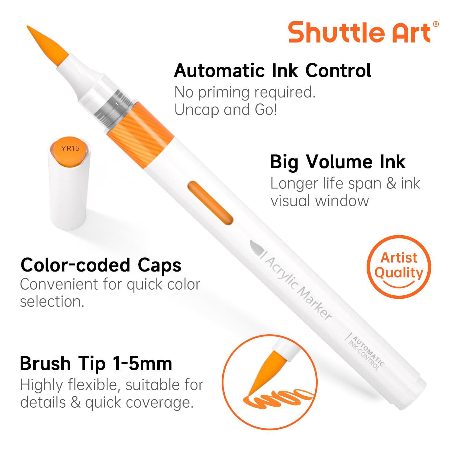 Shuttle Art 60 Colors Acrylic Paint Pens – Brush Tip Markers for Rock Painting