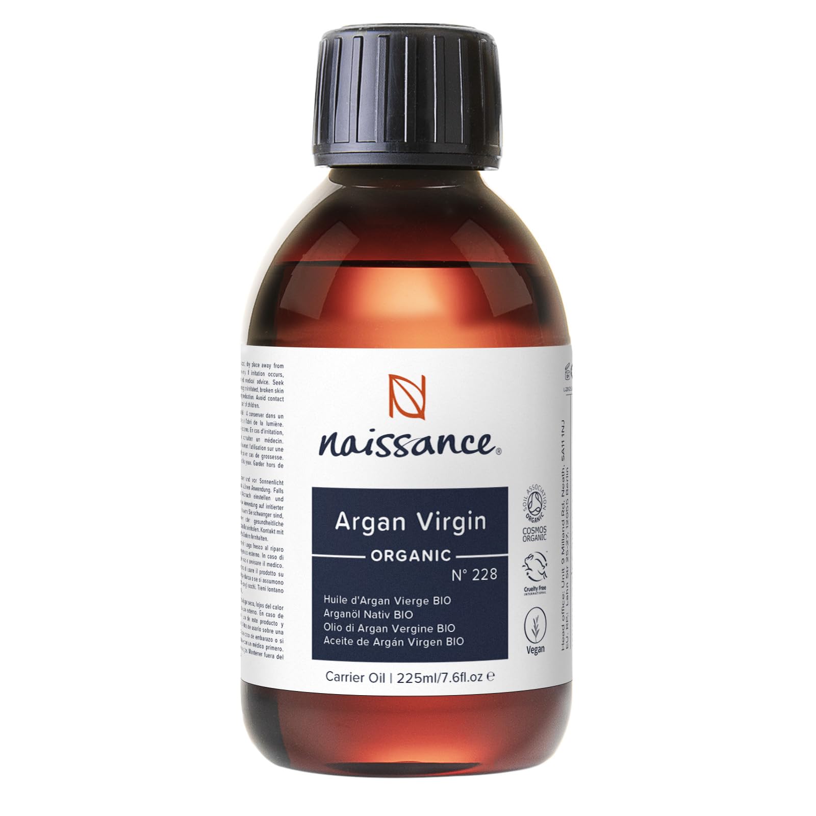 Naissance Organic Argan Oil 225ml | Pure Cold Pressed Moroccan Oil