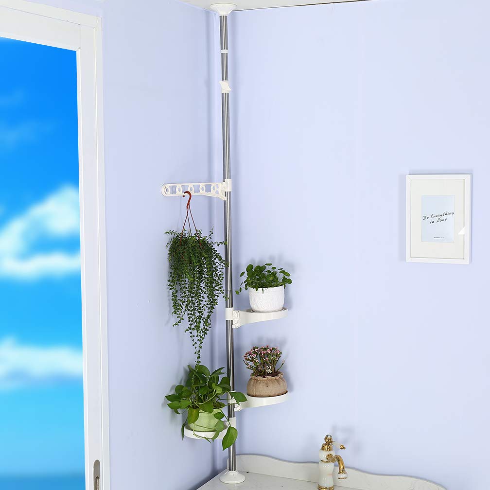 Hershii 4-Tier Tension Pole Plant Stand | Adjustable Corner Display Rack