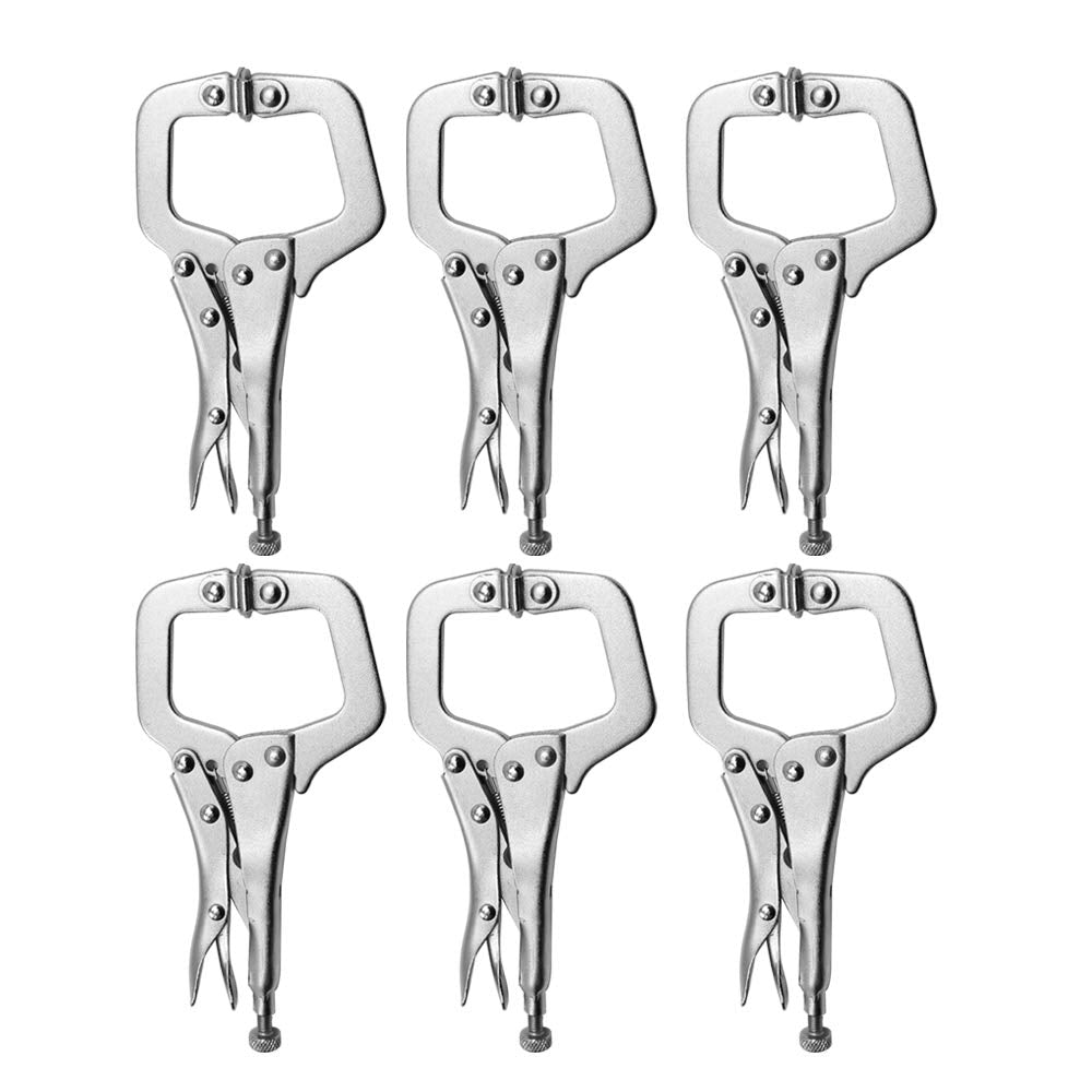 Hoypeyfiy 6pcs Locking C Clamp Pliers with Swivel Pads & Quick Release