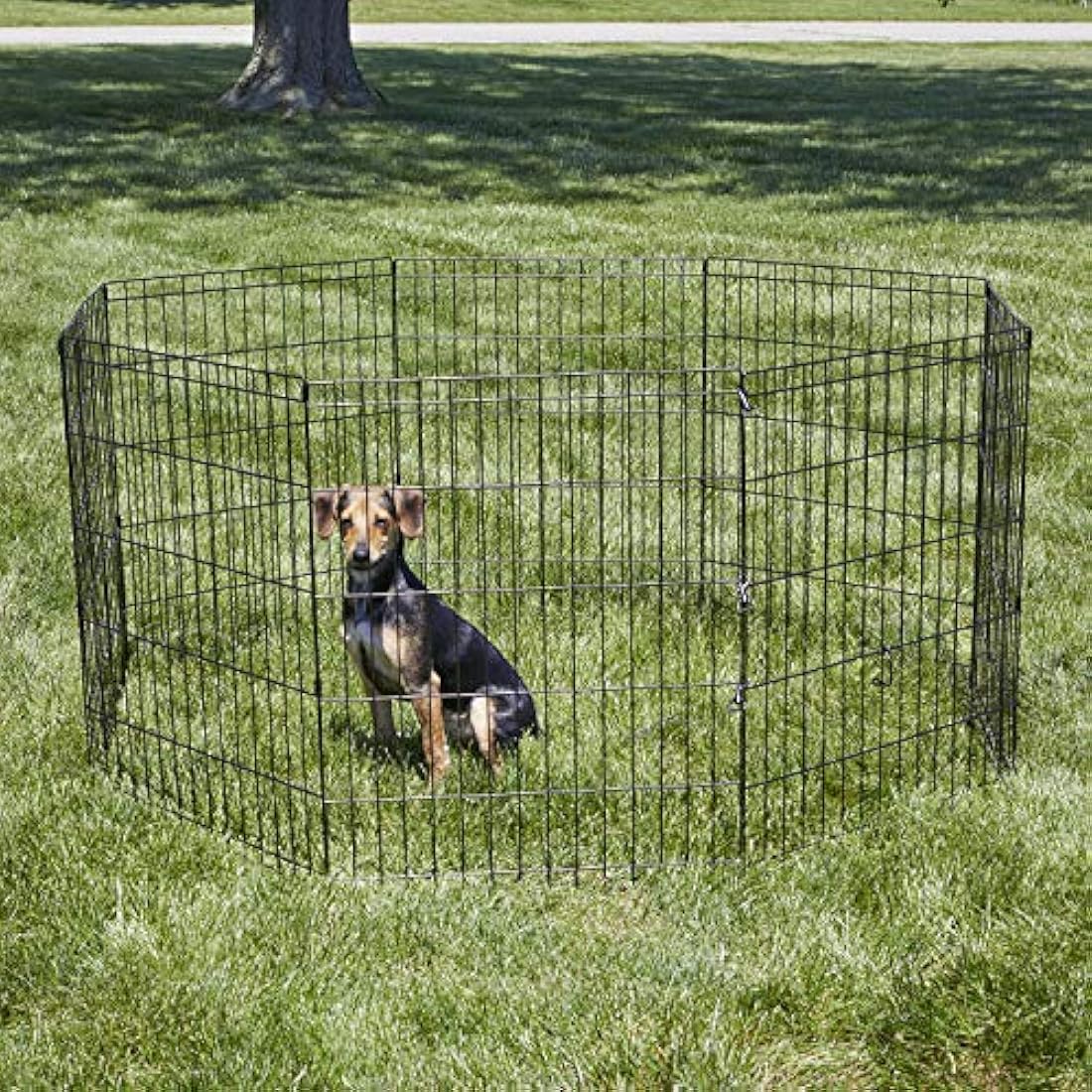 New World Metal Dog Exercise Pen | 76cm Black Portable Pet Playpen