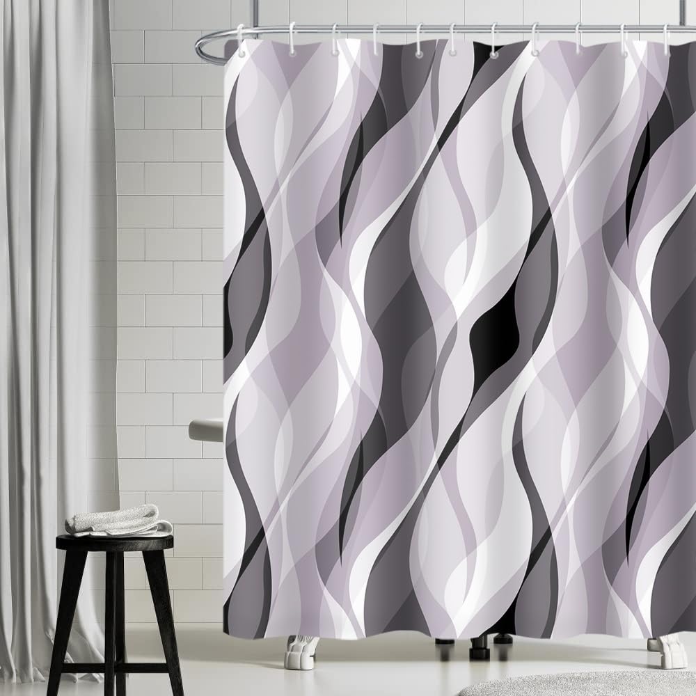 Uiiooazy Lavender Geometric Shower Curtain | Waterproof Polyester Fabric
