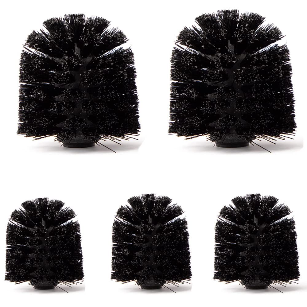 Voarge Toilet Brush Replacement Heads - Set of 5 Black Plastic 8cm