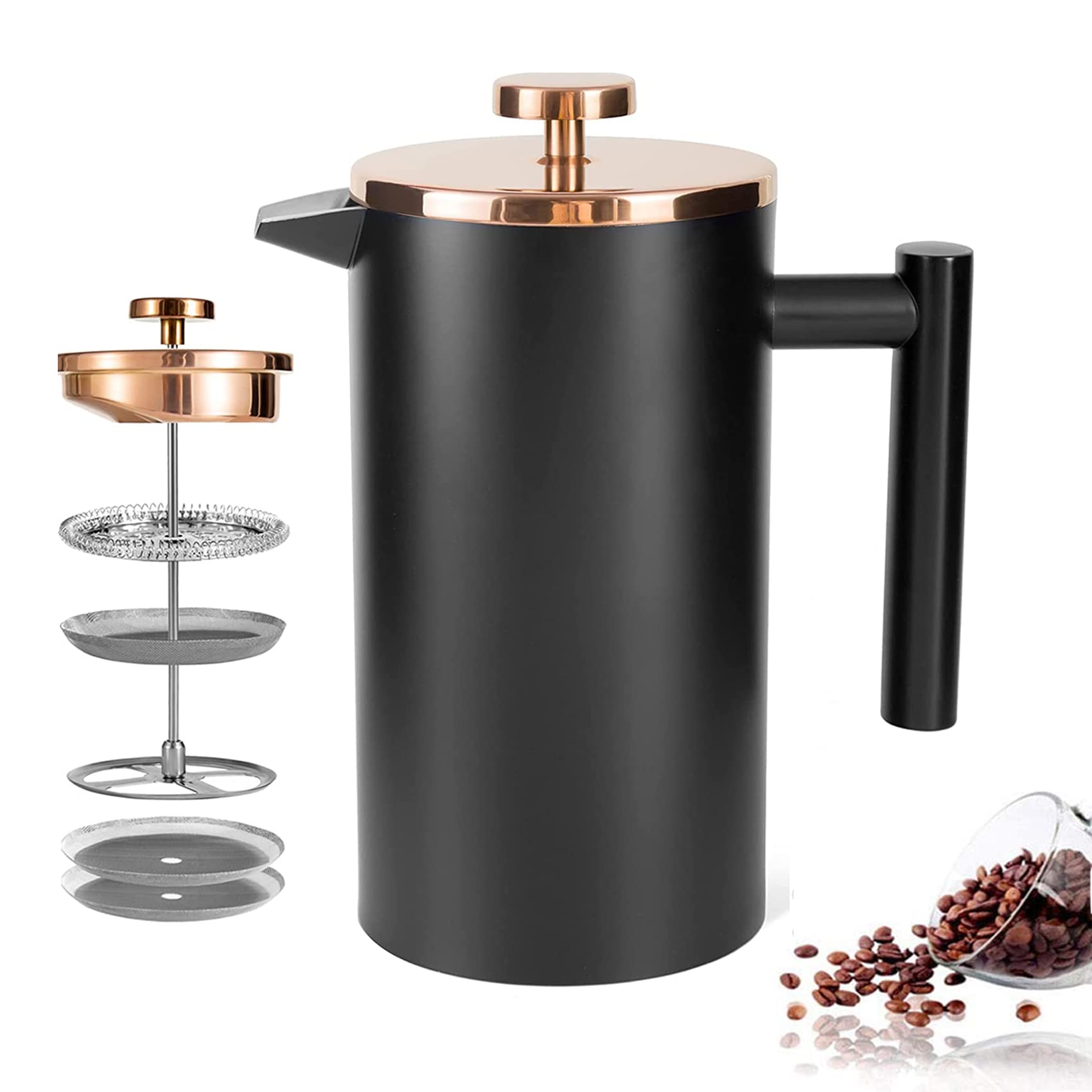 MaxMiuly 1.5L Stainless Steel French Press – Insulated Coffee Maker