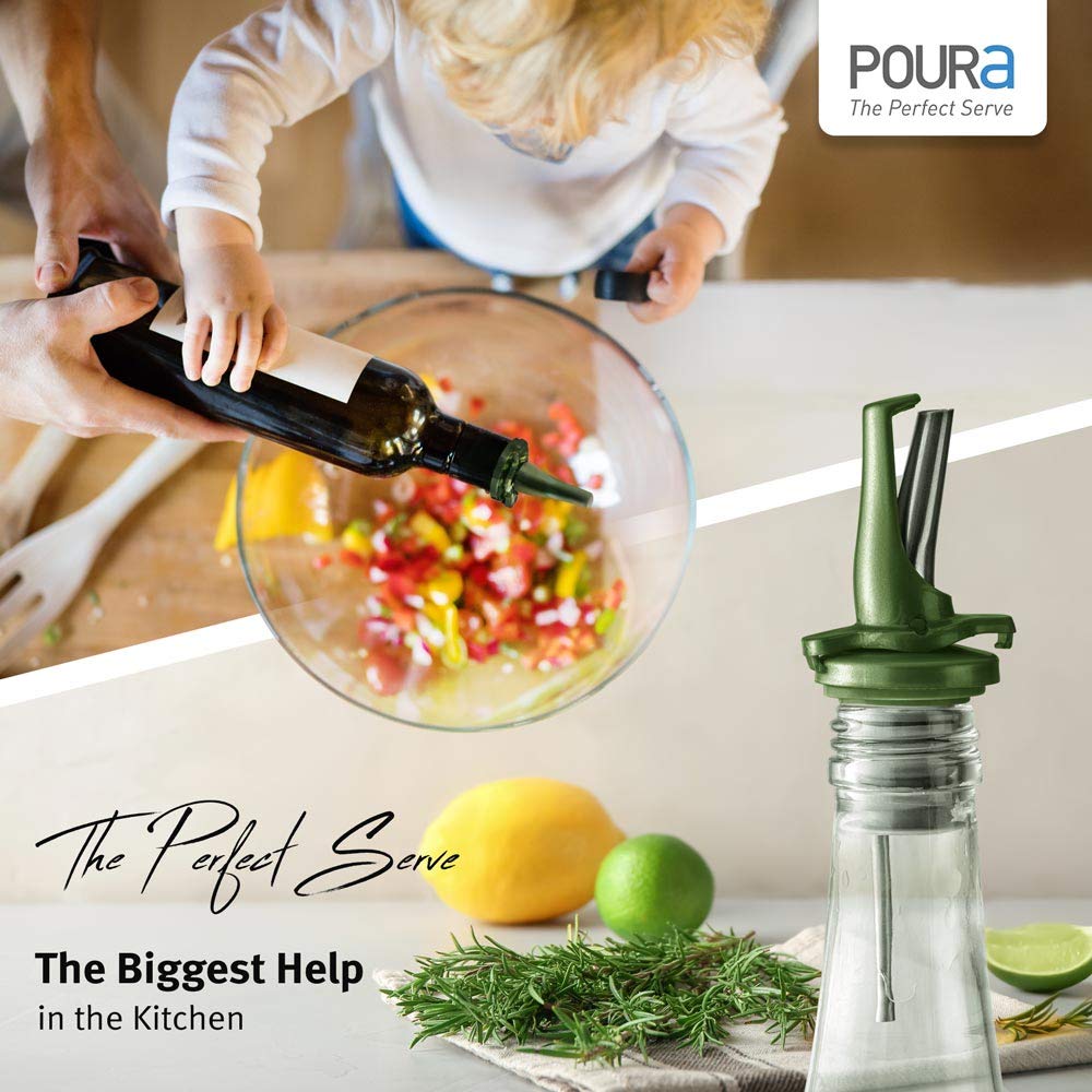 POURA Olive Oil Bottle Pourer Spouts – Stainless Steel Drizzler (6 Pack)