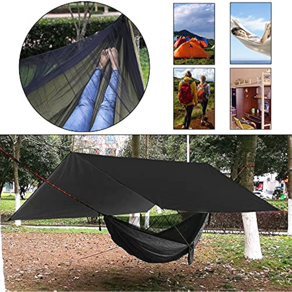 Camping Hammock with Mosquito Net and Waterproof Rainfly