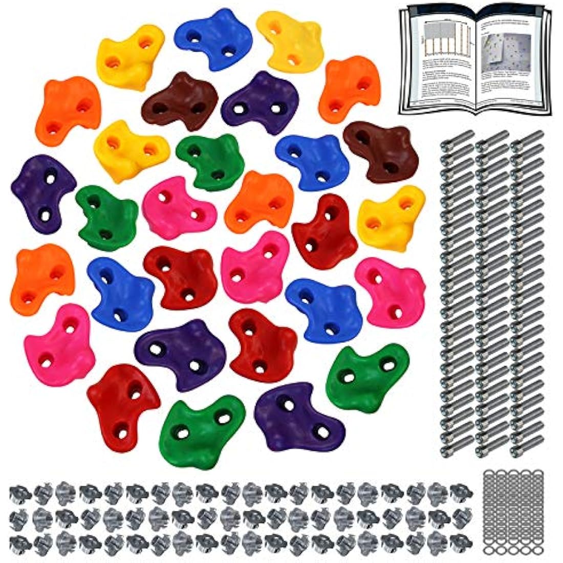 ALPIDEX Children's Climbing Holds - 30 Piece Set with Mounting Material
